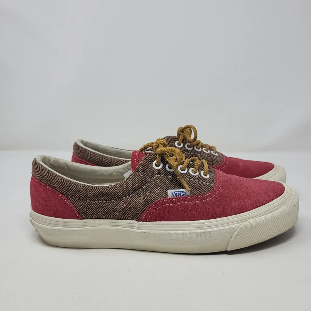 Vans Era CA Port Royale‎ Sneakers Shoes Red Suede Brown Herringbone Men's 8.5